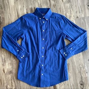 Chaps Blue Cotton “Stretch” Long Sleeve Oxford- L (14-16)